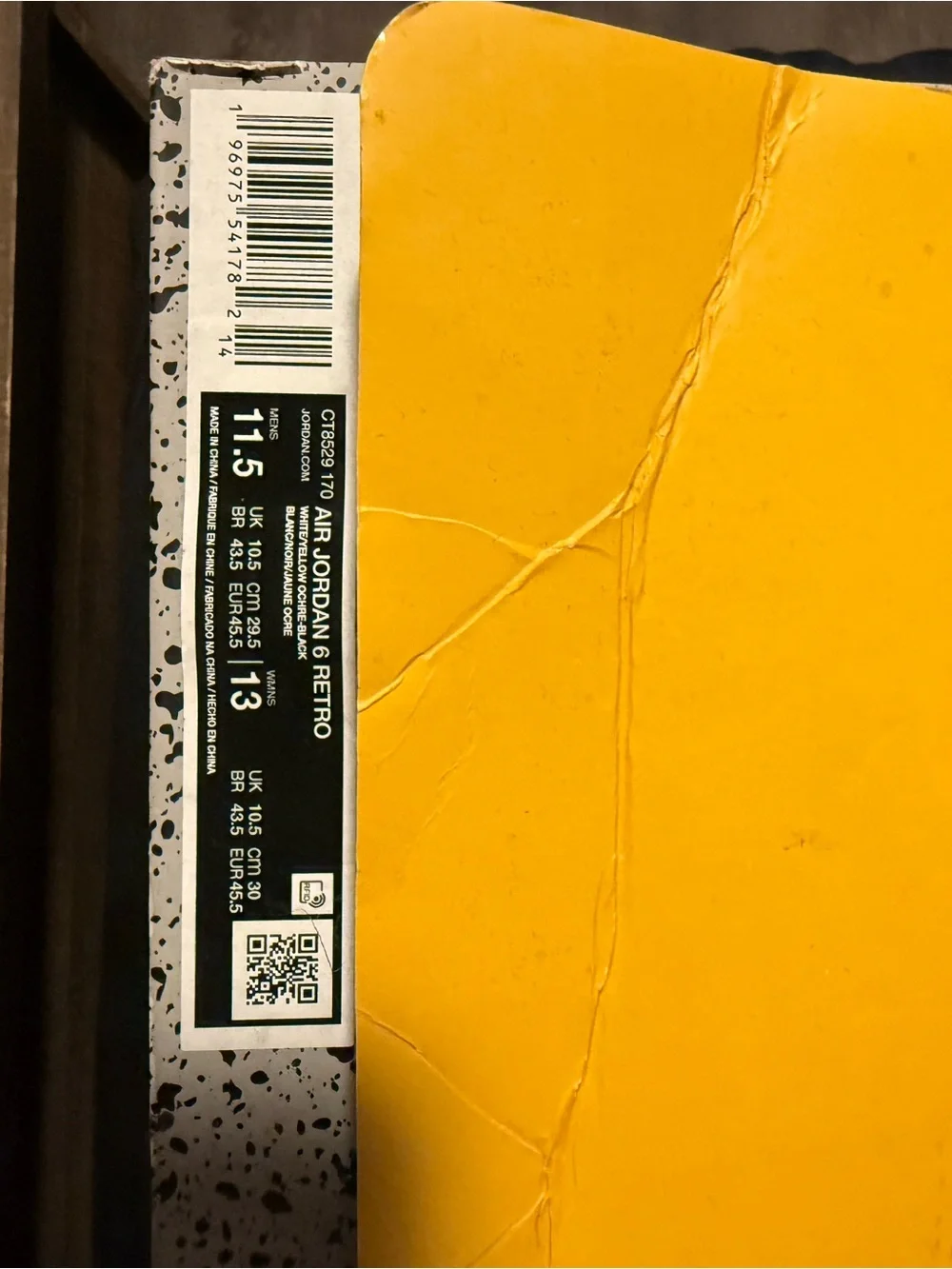 Air Jordan 6 Retro 'Yellow Ochre'  DAMAGED BOX